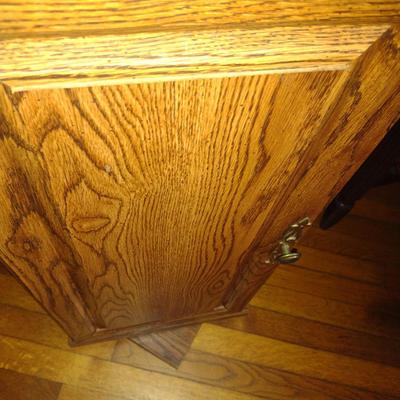Wood Finish Double Sided Media Cabinet on Turning Base (K)