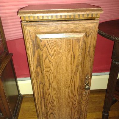 Wood Finish Double Sided Media Cabinet on Turning Base (K)