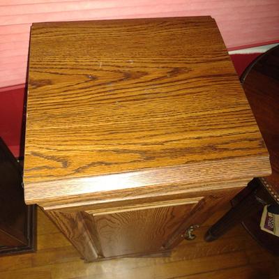 Wood Finish Double Sided Media Cabinet on Turning Base (K)
