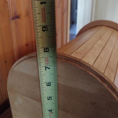Wooden Roll-Up Top Bread Box- 15" Wide, 7 3/4" Tall (K)