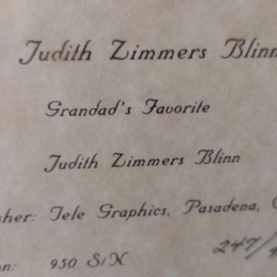 'Grandad's Favorite' by Judith Zimmers Blinn- Signed and Numbered Print Framed Under Glass- #247/950 (K)