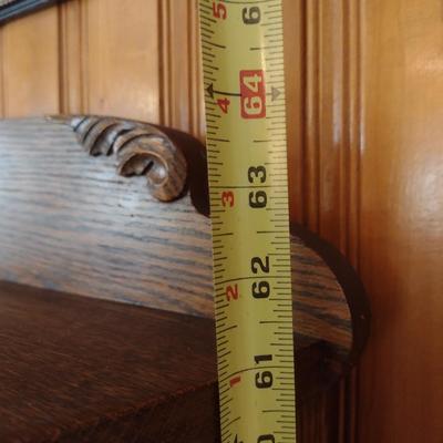 Antique Oak Wood and Glass Bow Front Curio Cabinet- Approx 35 1/4" x 12 3/4" x 63 1/2" Tall (K)