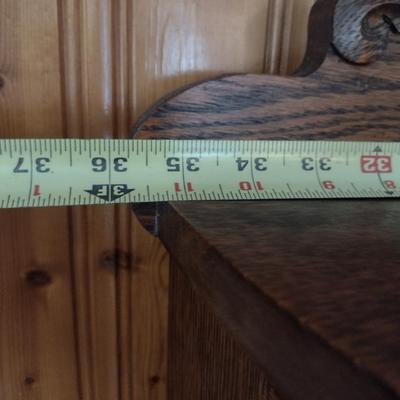 Antique Oak Wood and Glass Bow Front Curio Cabinet- Approx 35 1/4" x 12 3/4" x 63 1/2" Tall (K)