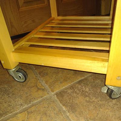 Wooden Work Table/Kitchen Island on Casters- Approx 24" x 18" x 32" Tall (K)