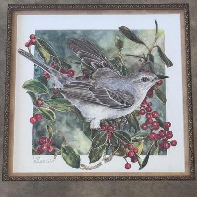 Mockingbird with Berries Print by M. Booth Cabot (LR-DZ)