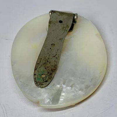 Lot 302: Collection of Vintage Cameos - 3” Pendant on a 24” Chain, 7. 1/2” Bracelet and a 2” Mother of Pearl Clip