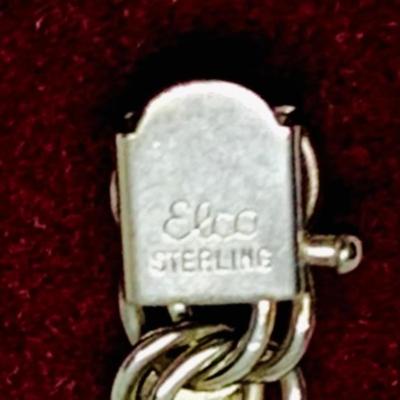 Lot 304: Sterling Silver and Rhinestone Heart Shape Pendant with 16” Chain and Elco 7” Sterling Silver Heart Chain Link Bracelet