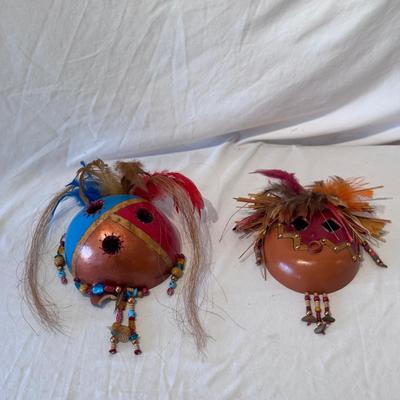 Two Tribal Coconut Masks by Bonnie (LR-DZ)