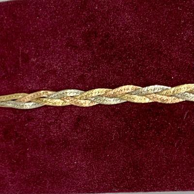 Lot 307: 14k V10T Italy Tri-Colored Gold7”Chain 2.08 Twg