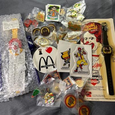 Lot 500: Large Assortment of Vintage McDonald’s Memorabilia Pins, Watches and More