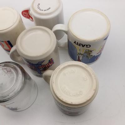 Set of 6 Vintage Mugs Roadway USA McDonald's 1984 Olympics Austin Car Andy Made In England Gary NASA Kennedy Spaceport Space Center...