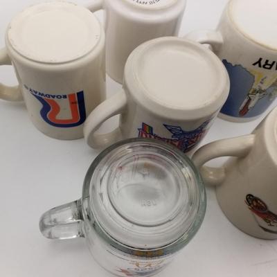 Set of 6 Vintage Mugs Roadway USA McDonald's 1984 Olympics Austin Car Andy Made In England Gary NASA Kennedy Spaceport Space Center...