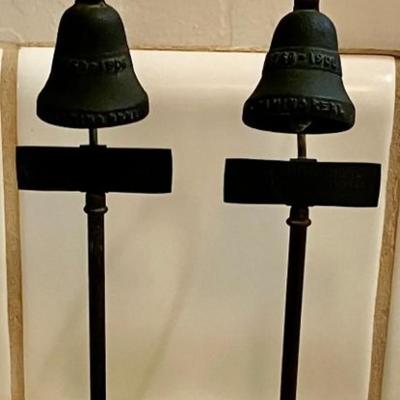 Two Antique Bronze Mission Bell Souvenir Guide Post Markers 1914