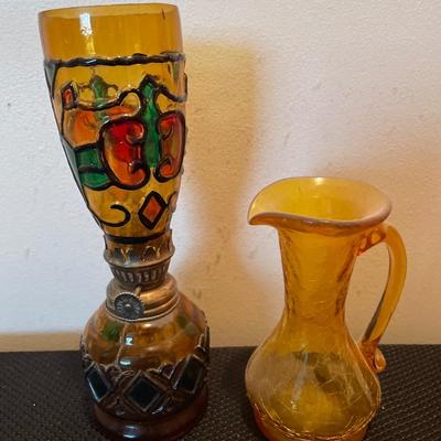 Sailboat brand lamp and small pitcher