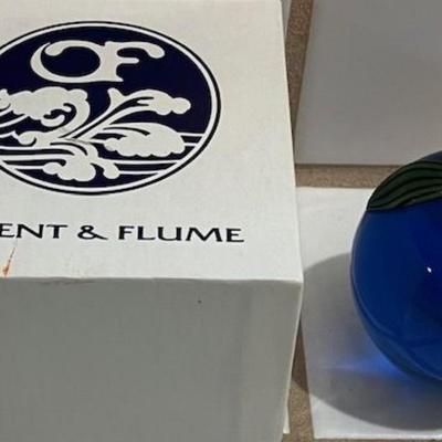 Orient & Flume Blue Apple Paperweight With Box