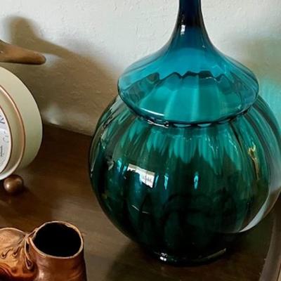 Vintage Empoli Blue Lidded Jar