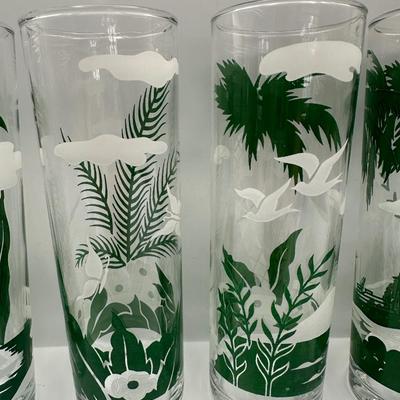 Libbey Island Paradise Palm Tree Tom Collins Tall Glasses