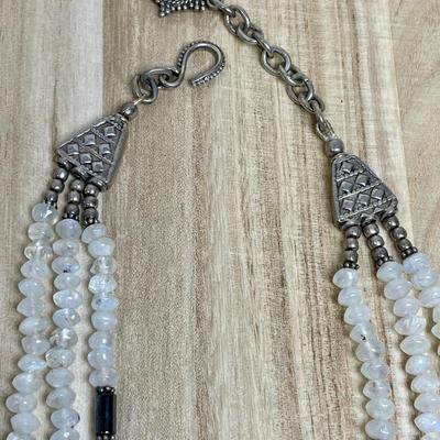 Nice 3 strand Moonstone Sterling Necklace