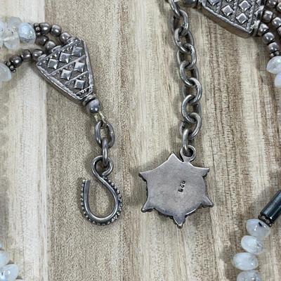 Nice 3 strand Moonstone Sterling Necklace