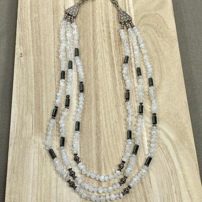 Nice 3 strand Moonstone Sterling Necklace