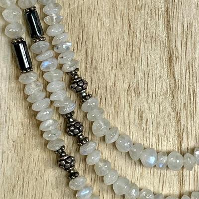 Nice 3 strand Moonstone Sterling Necklace