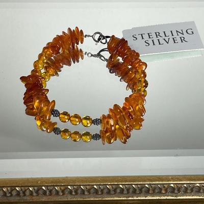 Amber and Sterling silver bracelet