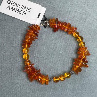 Amber and Sterling silver bracelet