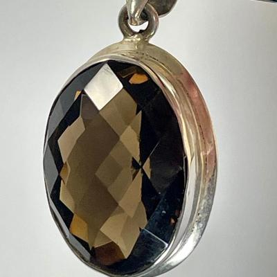 Faceted Smoky Quartz Sterling Pendant