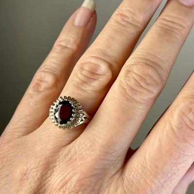 Garnet Sterling Silver Ring 8