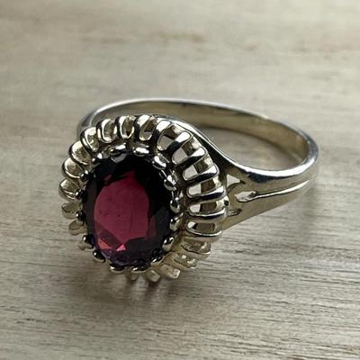 Garnet Sterling Silver Ring 8