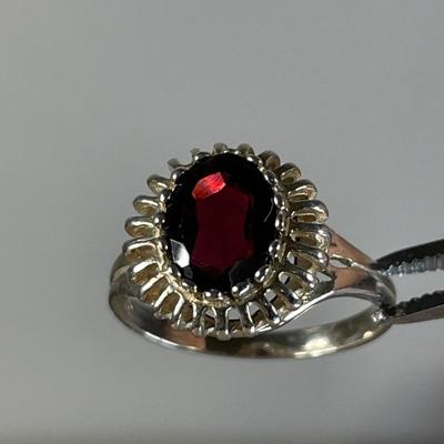 Garnet Sterling Silver Ring 8