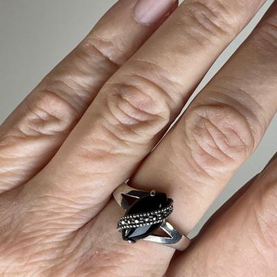 Onyx Sterling silver Ring 9.5