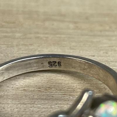 Opal and CZ Sterling silver Ring 10