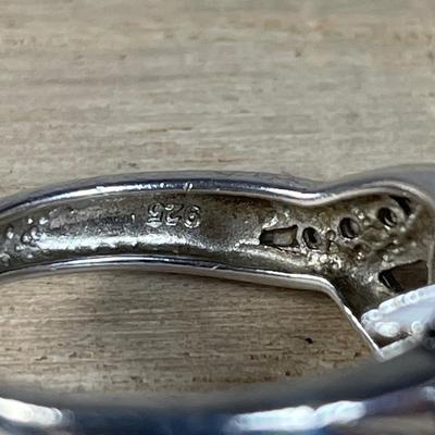 Opal and CZ Sterling ring 6