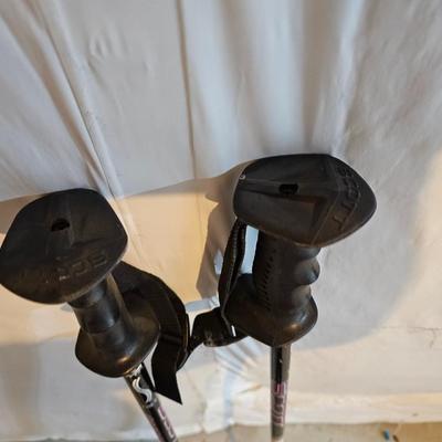 Antique wooden Ski's with poles -