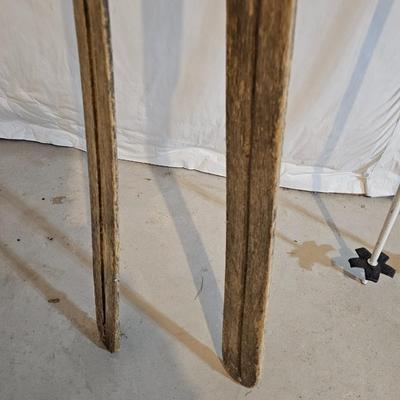 Antique wooden Ski's with poles -