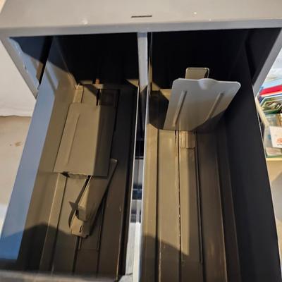 Large amount of Office supplies - small file cabinet - metal storage box - and small office tools