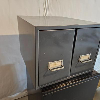 Large amount of Office supplies - small file cabinet - metal storage box - and small office tools