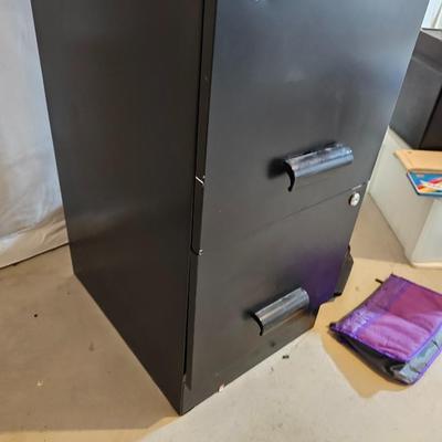 Large amount of Office supplies - small file cabinet - metal storage box - and small office tools