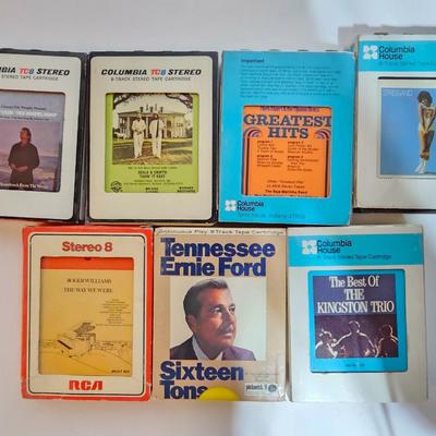 7 near mint 8 track cassettes - Johnny Cash -Streisand Superman - Erine Ford and more
