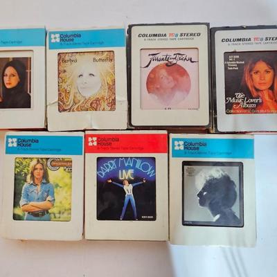 7 near mint 8 track cassettes - Barry Manilow - Barbara Butterfly - Olivia Newton John and more!