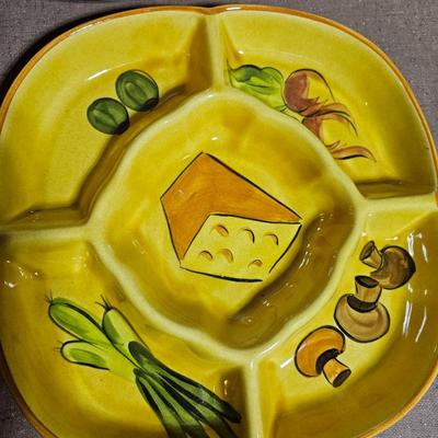 George Foreman Lean Green grilling machine with 1970 Las Angeles Potteries divided serving dish 4/5