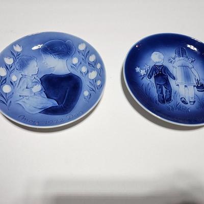 Two Desiree Denmark old Copenhagen Blue Mother's Day collectible plates - 1972 & 1973