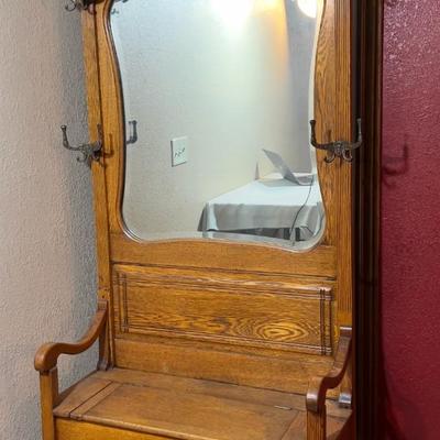 Antique Oak Hall tree