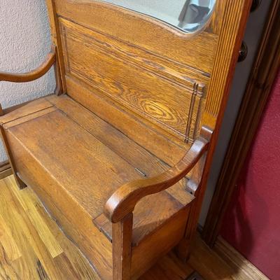 Antique Oak Hall tree