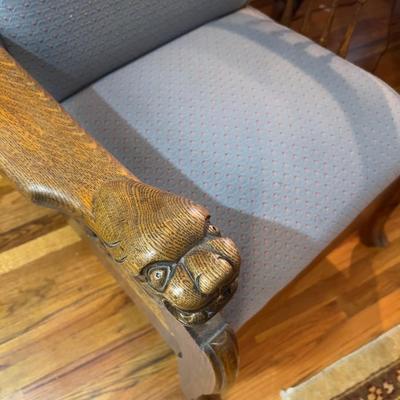 Antique Oak Griffen Head Morris Chair