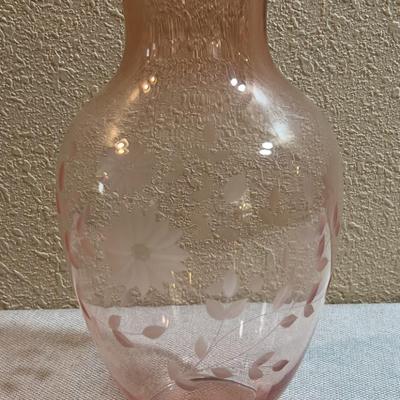 Etched Glass, PINK Vase