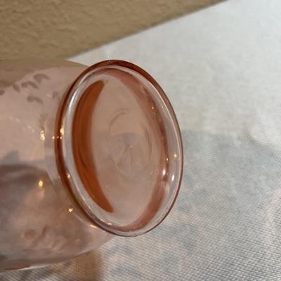 Etched Glass, PINK Vase