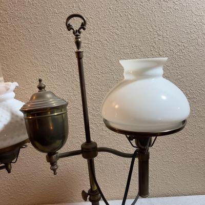 2 Brass Electric Hurricane Lamps