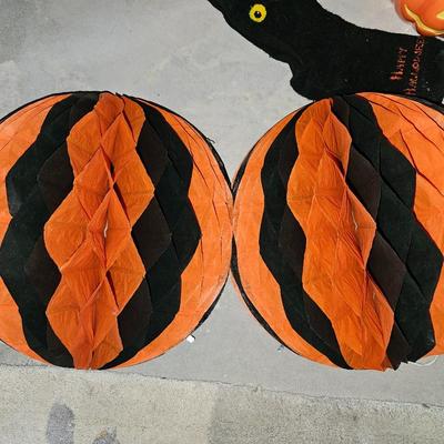 Halloween Decorations - Vintage paper balls - Ceramic pumpkins - Witch luminaries and more